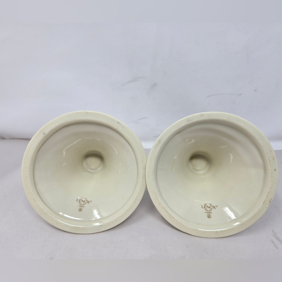 Lenox Monticello Candle Stick Holder Feather Leaf Design Gold Rim Classic Look - Picture 5 of 10